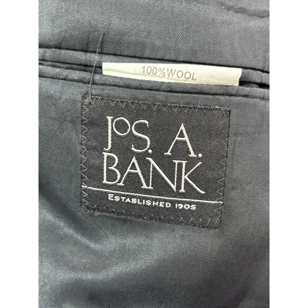 Jos A Bank 48L 40x30 2pc Pant Suit all season wool black slim fit two button‎